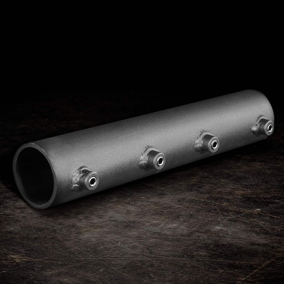 1-1/4 inch steel pipe sleeve connector with four set screws for scaffold, batten and production rigging