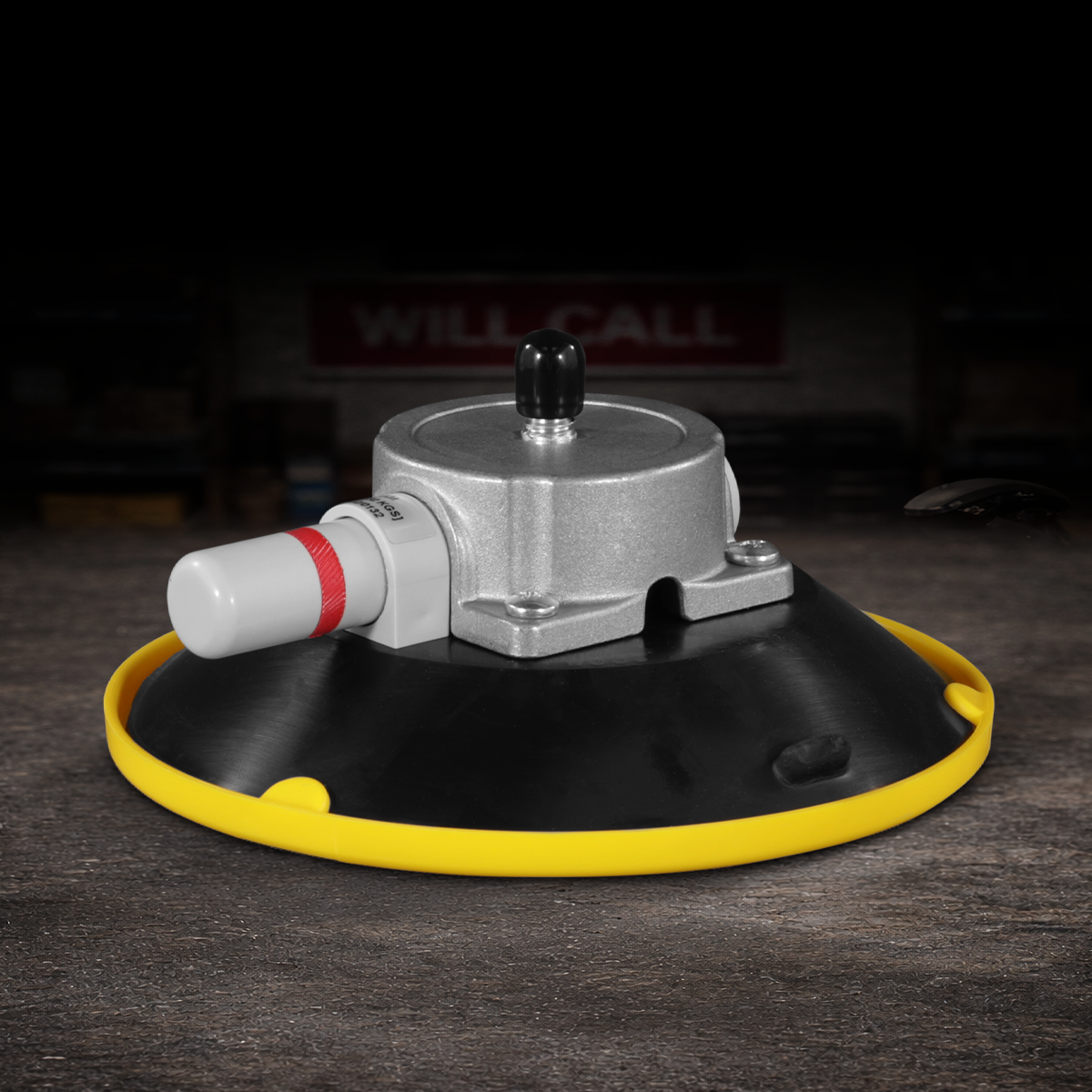 6" suction cup with 3/8" male thread designed for professional film and video production. Ideal for mounting cameras, rigging gear, and accessories to smooth surfaces on set.