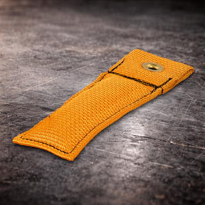 4 inch kodak yellow marker with grommet on industrial surface
kodak yellow fabric marker close up stitching detail 4 inch grip marker with metal grommet yellow yellow set marker on dark warehouse background
film production marker kodak yellow with grommet