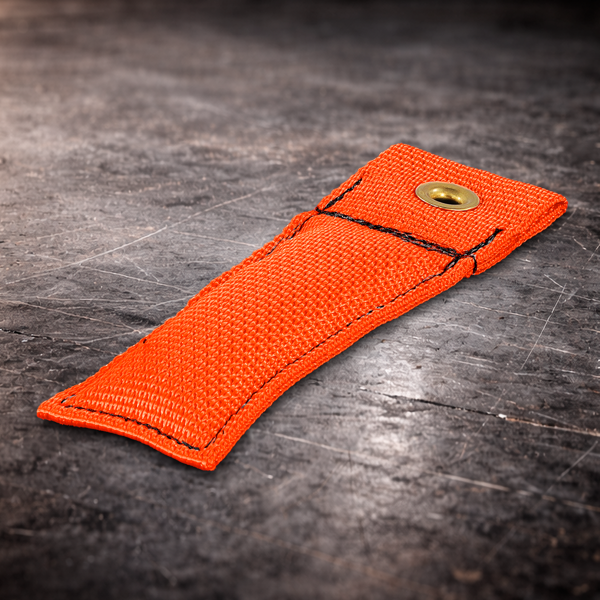 4 inch orange marker flag with grommet on industrial surface
orange fabric marker flag close up stitching detail 4 inch grip marker flag with metal grommet orange set marker flag on dark warehouse background
film production marker flag orange with grommet