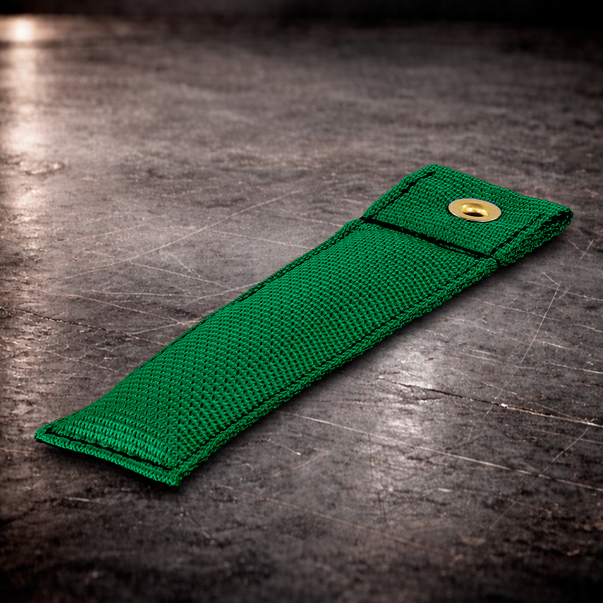 6 inch green marker flag with grommet on industrial surface green fabric marker flag close up stitching detail
6 inch grip marker flag with metal grommet green green set marker flag on dark warehouse background
film production marker flag green with grommet