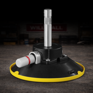 6 inch suction cup with integrated 5/8 baby pin and 1/4-20 threaded mount for professional film production and camera rigging applications