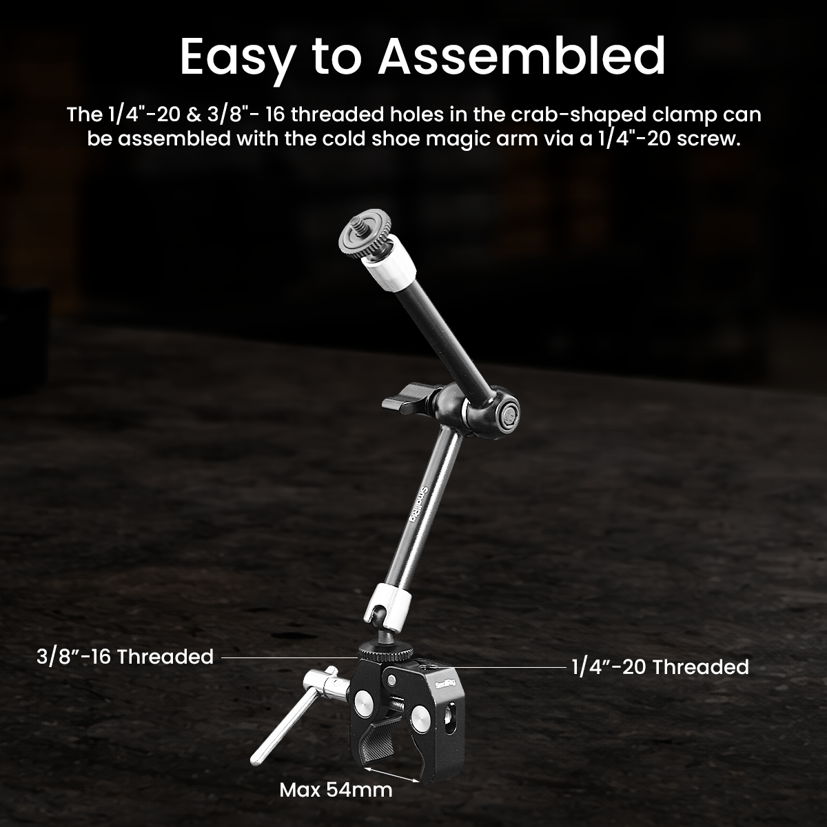 Magic Arm with Super Clamp mounted for professional camera, monitor, LED light, and filmmaking rig applications