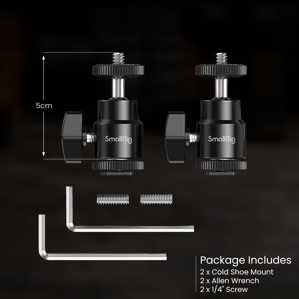 Aluminum ball head camera mount kit for monitors, microphones, and LED lights