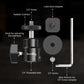 Ball head 1/4-inch camera hot shoe mounts with additional 1/4"-20 screws for monitors, LED lights, microphones, cameras, and professional camera rigs.