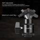 Cold shoe to 1/4"-20 adapter with swivel ball head for mounting monitors, LED lights, microphones, cameras, and professional camera rig accessories.