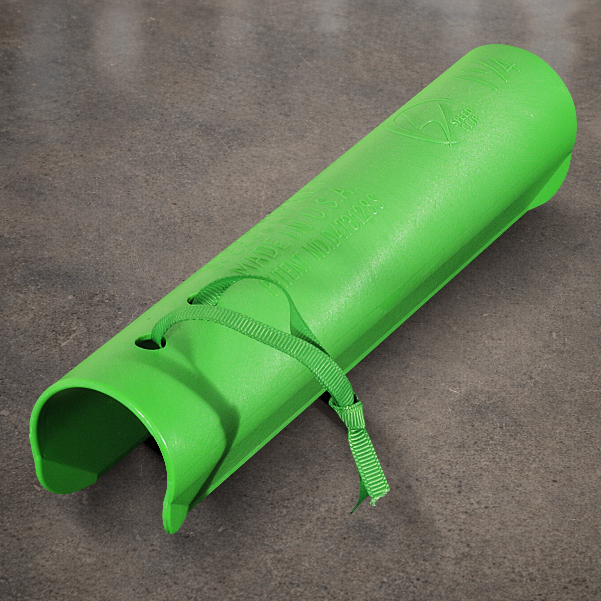 digital green speed clip for 1-1/4 inch speed rail pipe, snap on pipe protector for grip carts, transport, and film rigging setups