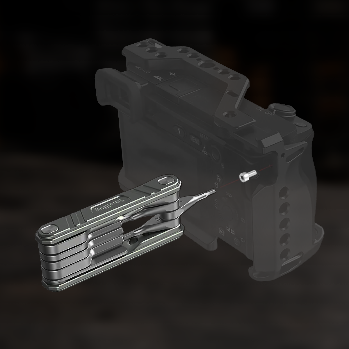 Foldable stainless steel multi-tool for camera cages and production equipment