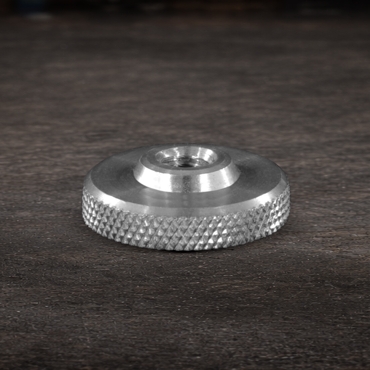 Knurled locking washer with female 3/8-16 thread for professional grip and rigging equipment