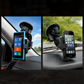 PanaVise PortaGRIP smartphone holder with 809 suction cup mount attached to a vehicle windshield for secure mobile phone mounting