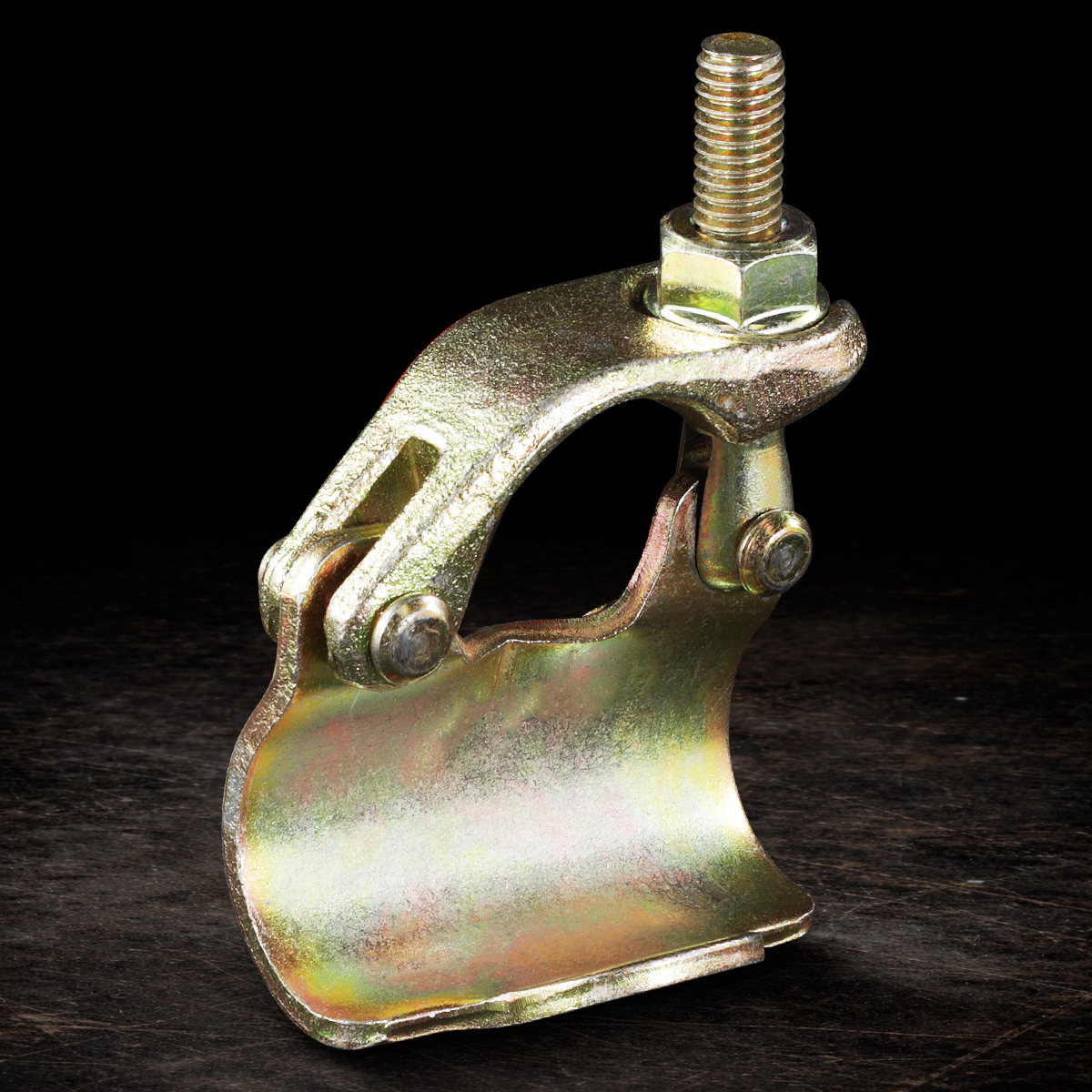Pigs Ear scaffold clamp 1-1/4 inch wrapover clamp for pipe rigging, galvanized steel clamp for film sets, guardrails, and stage structures
