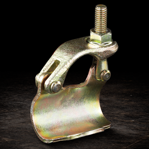 Pigs Ear scaffold clamp 1-1/4 inch wrapover clamp for pipe rigging, galvanized steel clamp for film sets, guardrails, and stage structures
