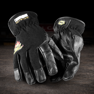 SetWear Pro Leather Work Gloves with reinforced leather construction for film production, grip, electric, camera, rigging, and professional work.