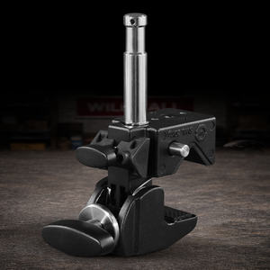 Side view of Super Clamp with Standard Handle showing heavy-duty metal construction and mounting hardware.
