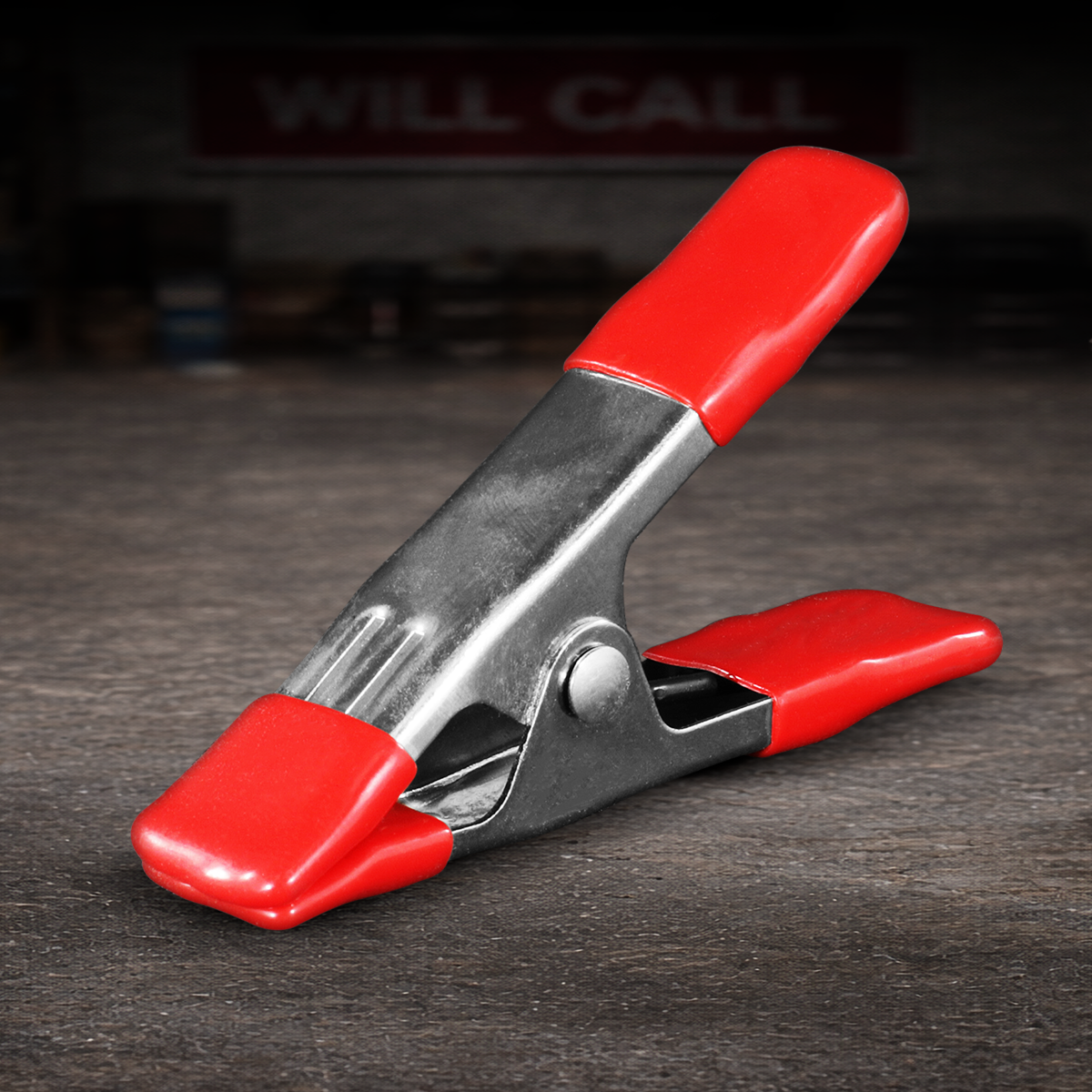 Spring Clip #1 with rubber-coated jaws for film production, photography, studio grip, and lightweight rigging applications