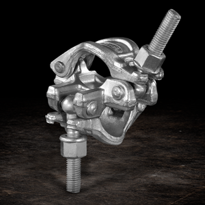 Steel fixed scaffold clamp for 90 degree pipe-to-pipe rigging connection, heavy-duty forged clamp for lighting grids and stage builds