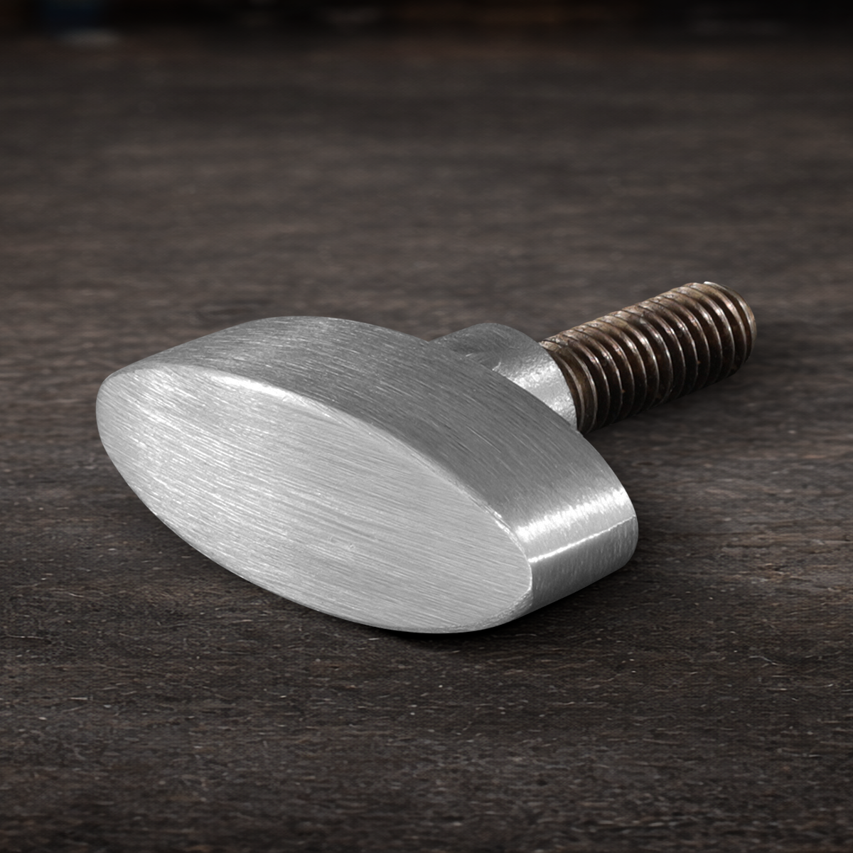 Die-cast T-handle with 3/8-16 stainless steel male thread for professional grip and rigging equipment