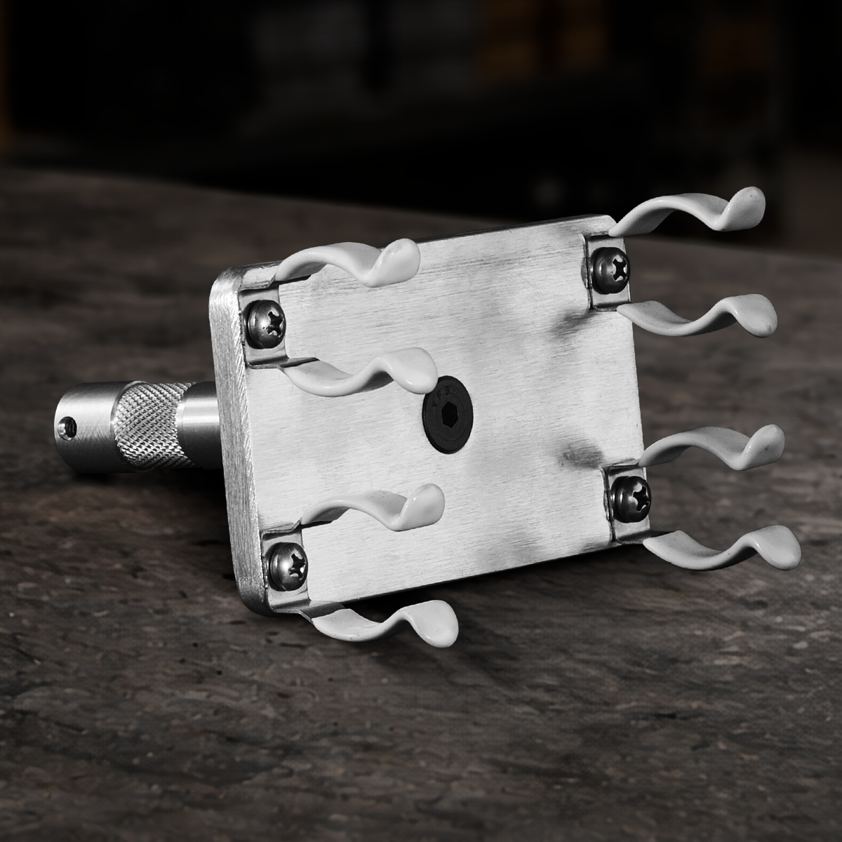 T8 dual lamp holder with rubber clips and 5/8 inch baby pin for professional production lighting setups