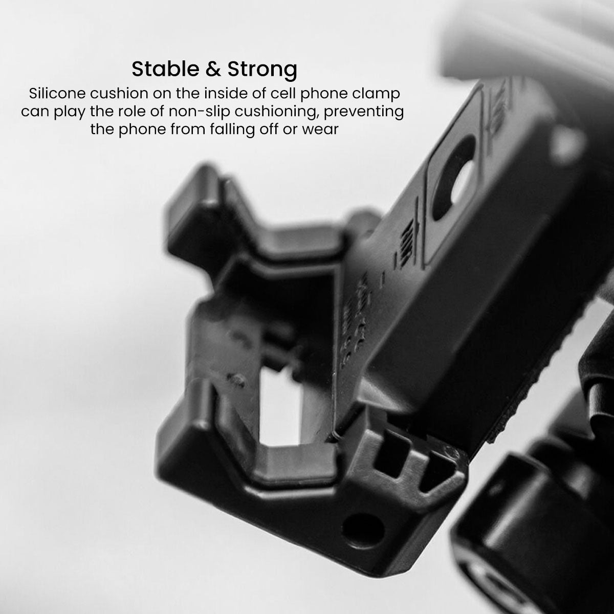 Universal Ball Head Phone Mount attached to a professional smartphone camera rig, delivering secure positioning for filmmaking, mobile videography, livestreaming, and content creation.
