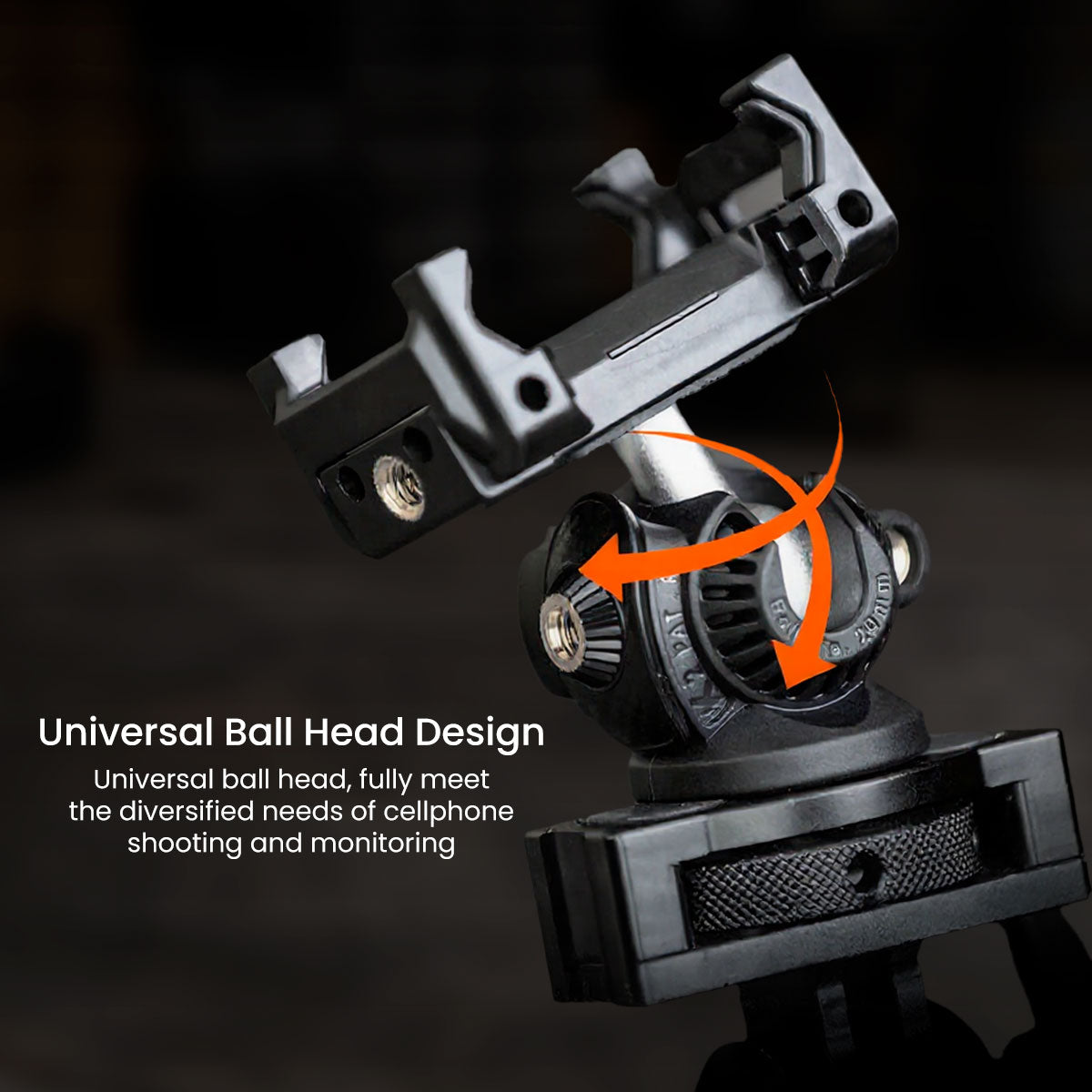 Universal Ball Head Phone Mount attached to a professional smartphone camera rig, delivering secure positioning for filmmaking, mobile videography, livestreaming, and content creation.