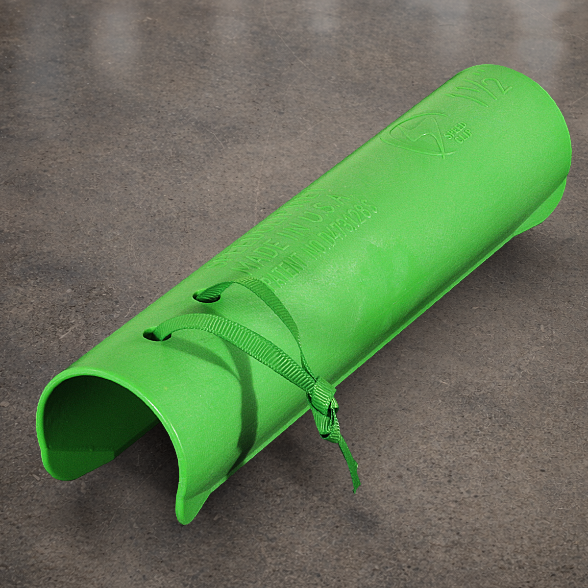 digital green speed clip for 1-1/2 inch speed rail pipe, snap on pipe protector for grip carts, transport, and film rigging setups