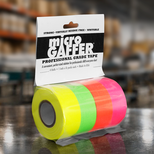 microgaffer tape 4 pack yellow green orange pink rolls for cable labeling and on set organization film grip tape