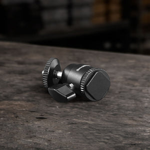 Ball head 1/4-inch camera hot shoe mounts with additional 1/4"-20 screws for monitors, LED lights, microphones, cameras, and professional camera rigs.