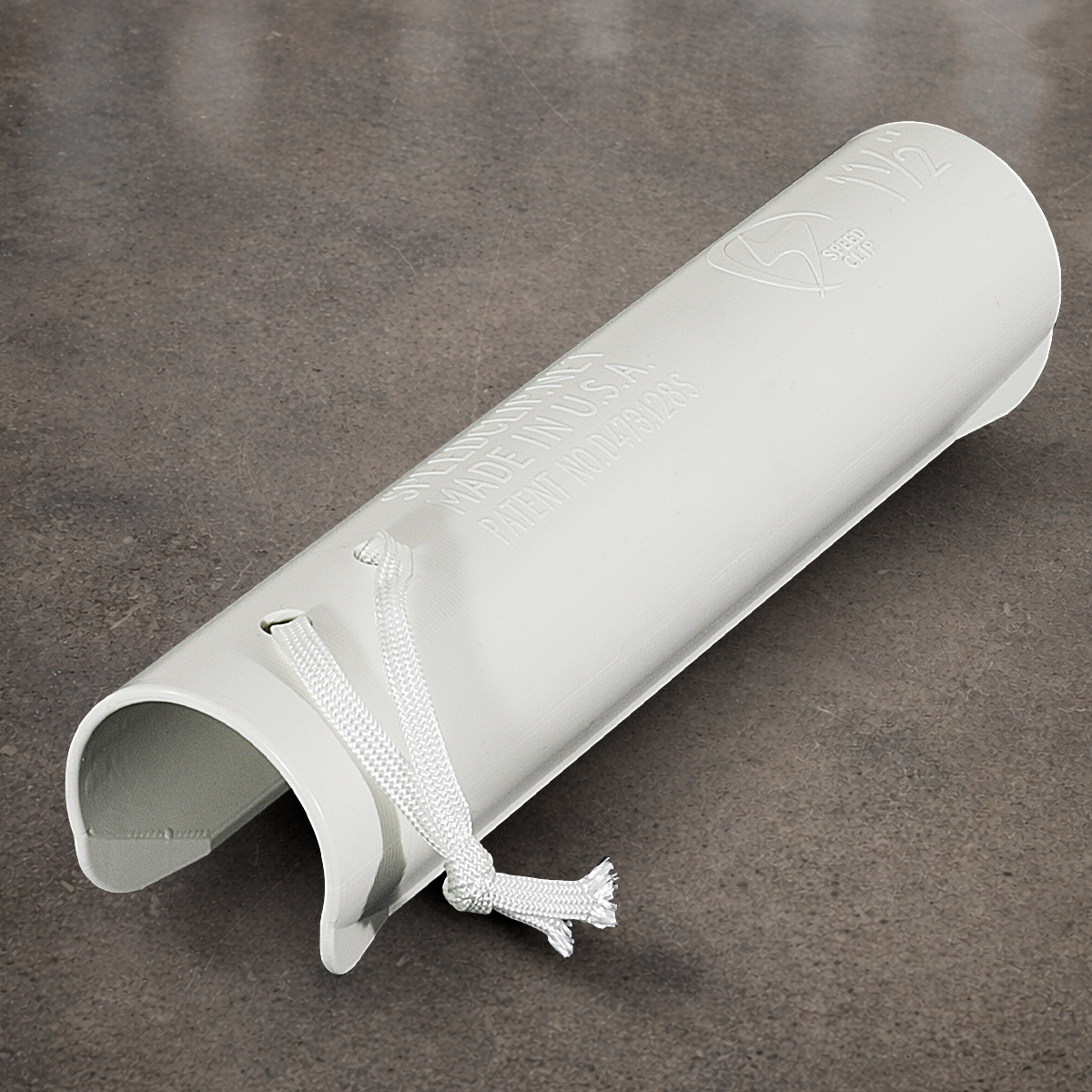 white speed clip for 1-1/2 inch speed rail pipe, snap on pipe protector for grip carts, transport, and film rigging setups